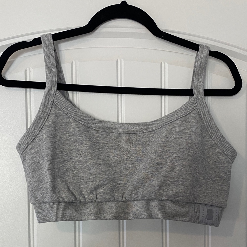Savage X Fenty Light Gray Cotton Blend Sports Bra